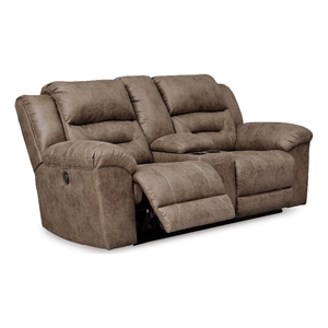 Signature Design Truesdale Power Reclining Loveseat with Console in Gray
