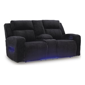 Signature Design Hartmere Power Reclining Loveseat with Console in Black