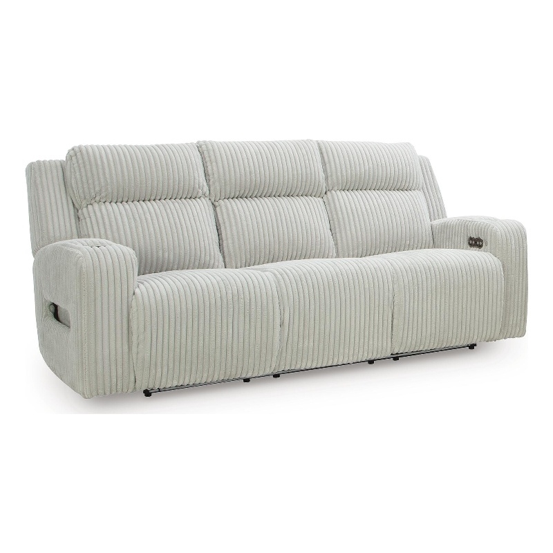 Signature Design by Ashley Hartmere Power Reclining Sofa in Light Gray