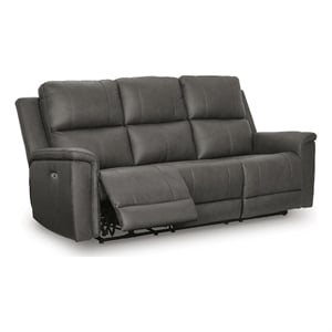 Signature Design by Ashley Hartington Power Reclining Sofa in Dark Gray