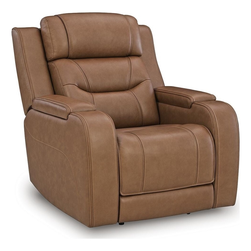 Signature Design Serenwick Power Recliner with Audio Seating in Caramel