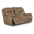Signature Design Bellwick Lane Power Reclining Loveseat with Console in Brown