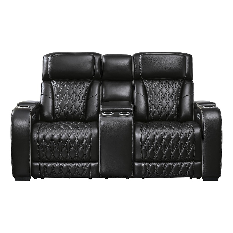 Signature Design Valewick Power Reclining Loveseat with Console in Black