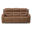 Signature Design Serenwick Power Reclining Sofa with Audio Seating in Caramel