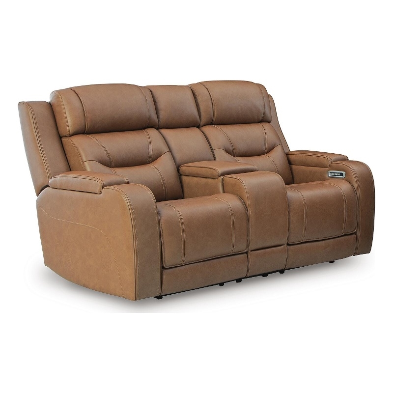 Signature Design by Ashley Serenwick Power Reclining Loveseat in Caramel