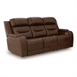 Signature Design Serenwick Power Reclining Sofa with Audio Seating in Brown