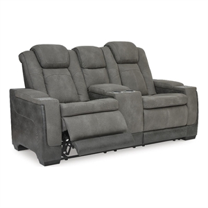 Signature Design Vesper Glen Power Reclining Loveseat with Console in Slate
