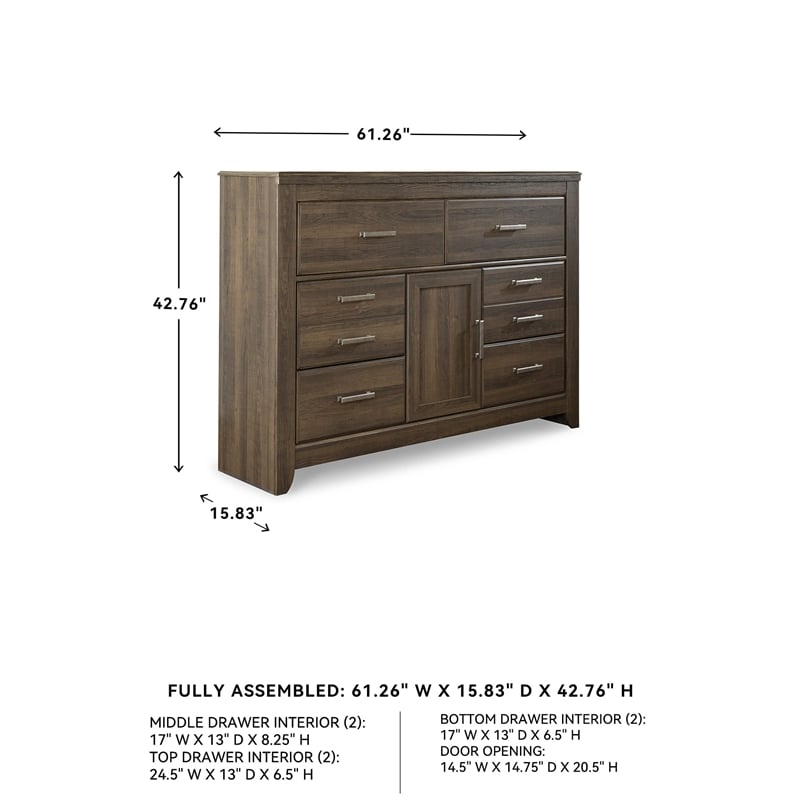 Ashley Furniture Furniture Juararo 6 Drawer Dresser in Mocha