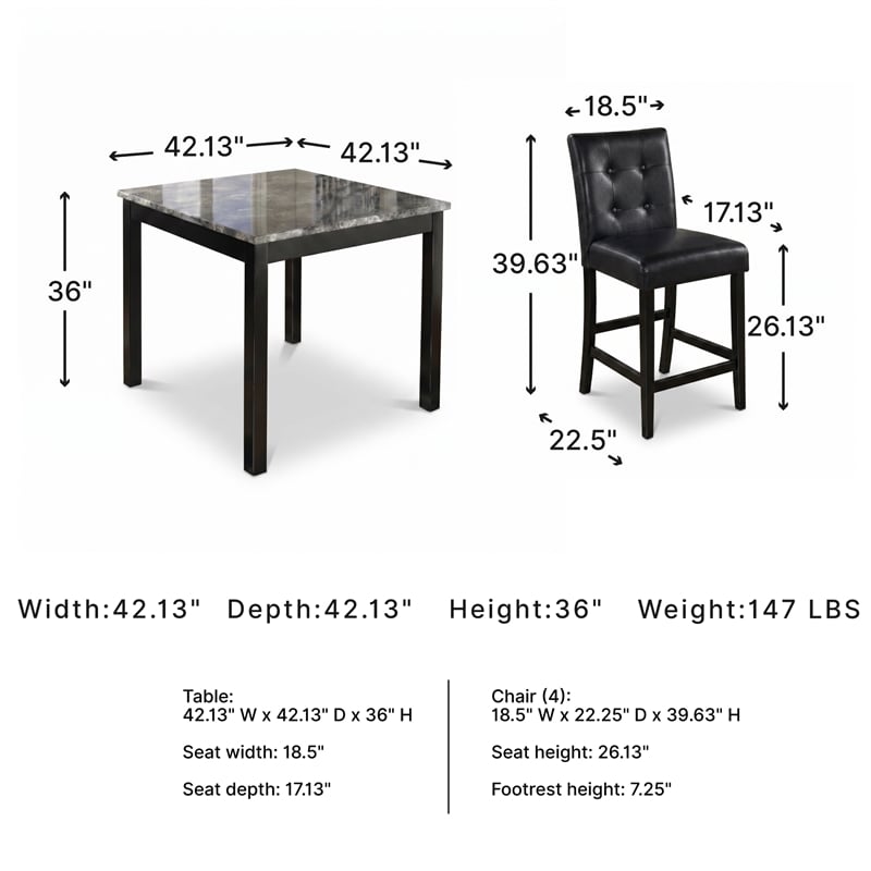 Signature Design by Ashley Maysville 5 Piece Square Counter Table Set in Black