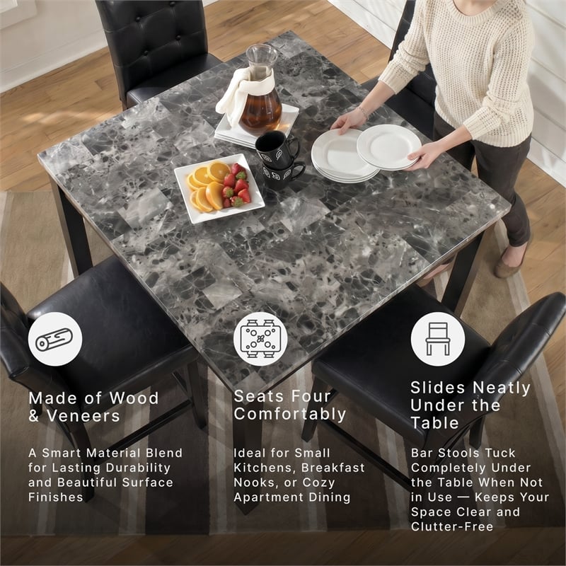 Signature Design by Ashley Maysville 5 Piece Square Counter Table Set in Black