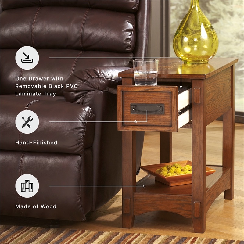 Signature Design by Ashley Furniture Breegin 1 Drawer End Table in Brown