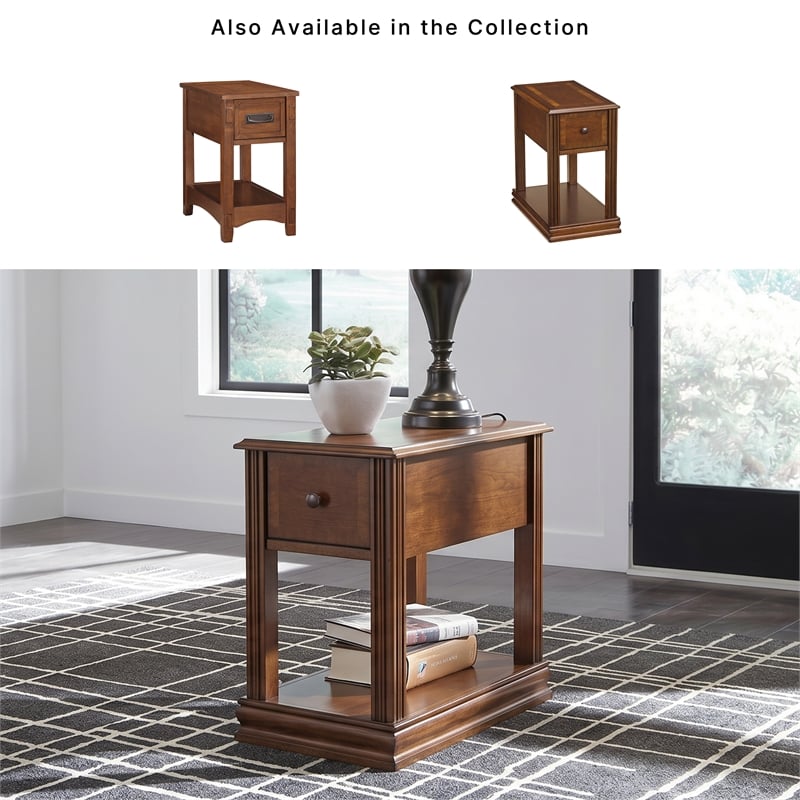 Signature Design by Ashley Furniture Breegin 1 Drawer End Table in Cherry