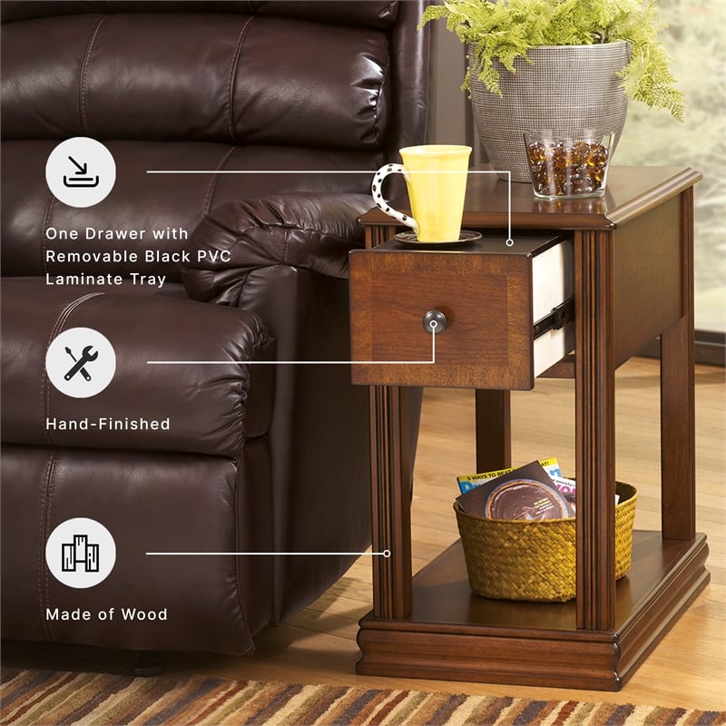 Signature Design by Ashley Furniture Breegin 1 Drawer End Table in Cherry