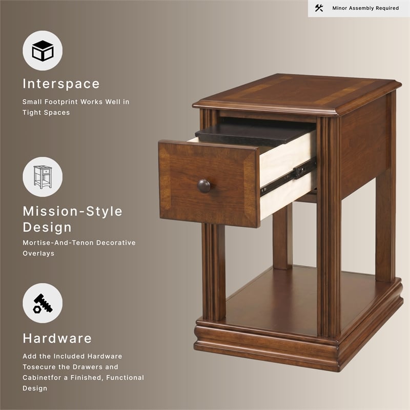 Signature Design by Ashley Furniture Breegin 1 Drawer End Table in Cherry