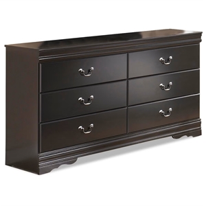 Ashley Furniture Huey Vineyards 6 Drawer Wood Double Dresser in Black