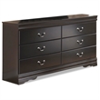 Ashley Furniture Huey Vineyards 6 Drawer Wood Double Dresser in Black