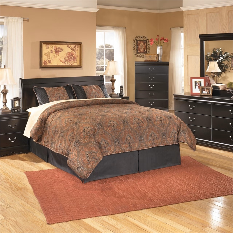 Ashley Furniture Huey Vineyards 6 Drawer Wood Double Dresser in Black