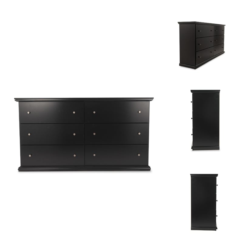 Ashley Furniture Maribel 6 Drawer Wood Double Dresser in Black