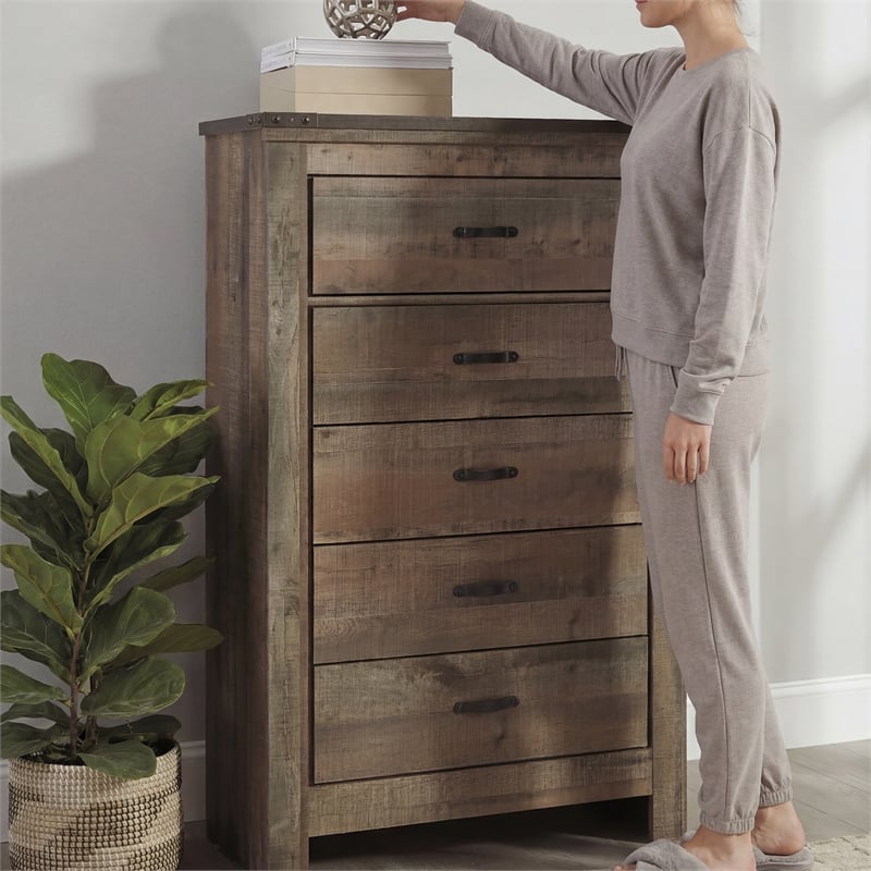Signature Design by Ashley Trinell 5 Drawer Wood Chest in Brown