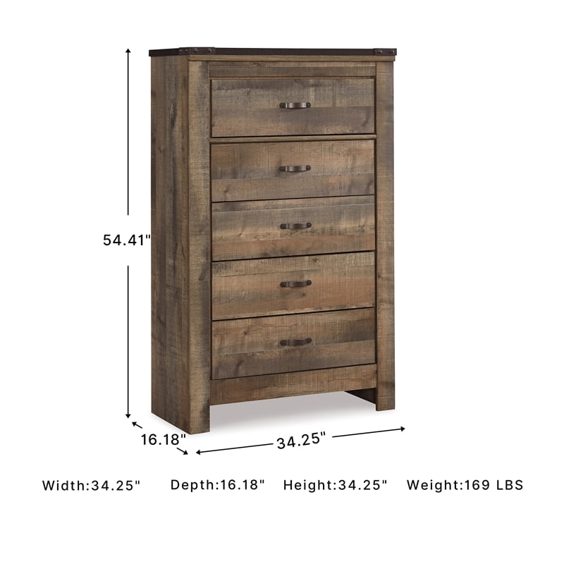 Signature Design by Ashley Trinell 5 Drawer Wood Chest in Brown