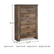 Signature Design by Ashley Trinell 5 Drawer Wood Chest in Brown