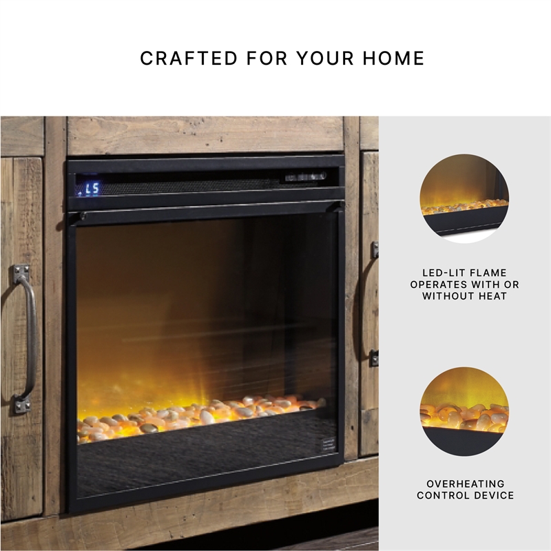 Ashley Furniture Electric LED Glass Stone Fireplace Insert in Black