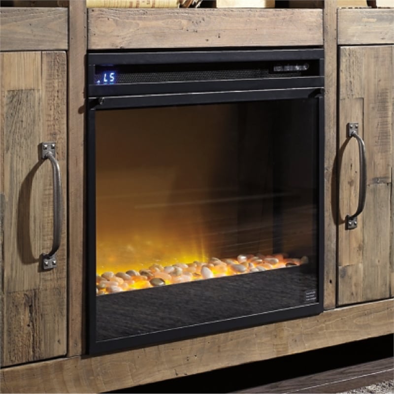 Ashley Furniture Electric LED Glass Stone Fireplace Insert in Black