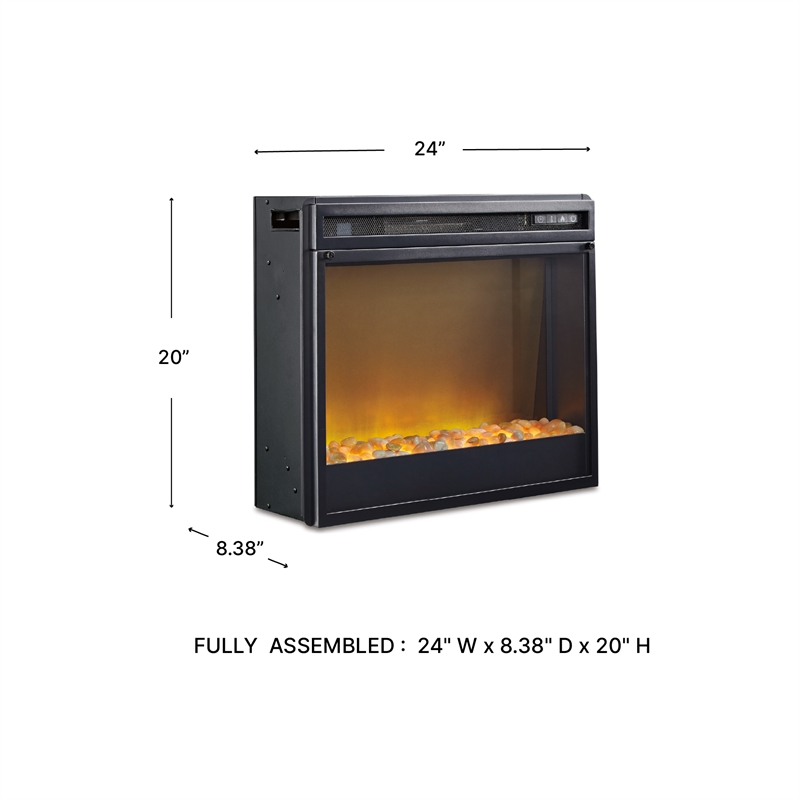 Ashley Furniture Electric LED Glass Stone Fireplace Insert in Black