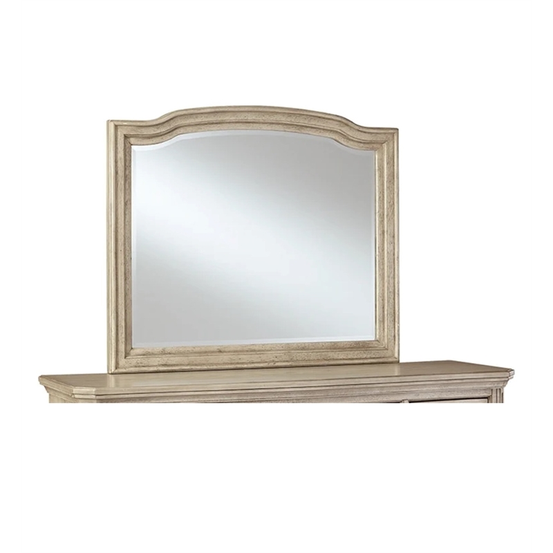 Ashley Furniture Demarlos Wood Frame Bedroom Mirror in Parchment White