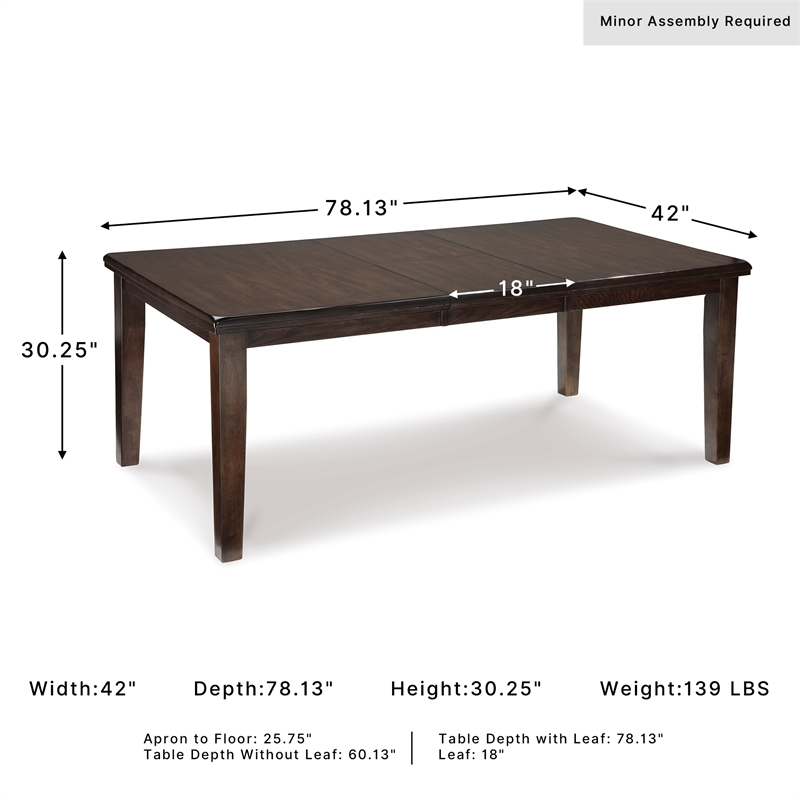 Ashley Haddigan Rectangular Butterfly Dining Table in Dark Brown