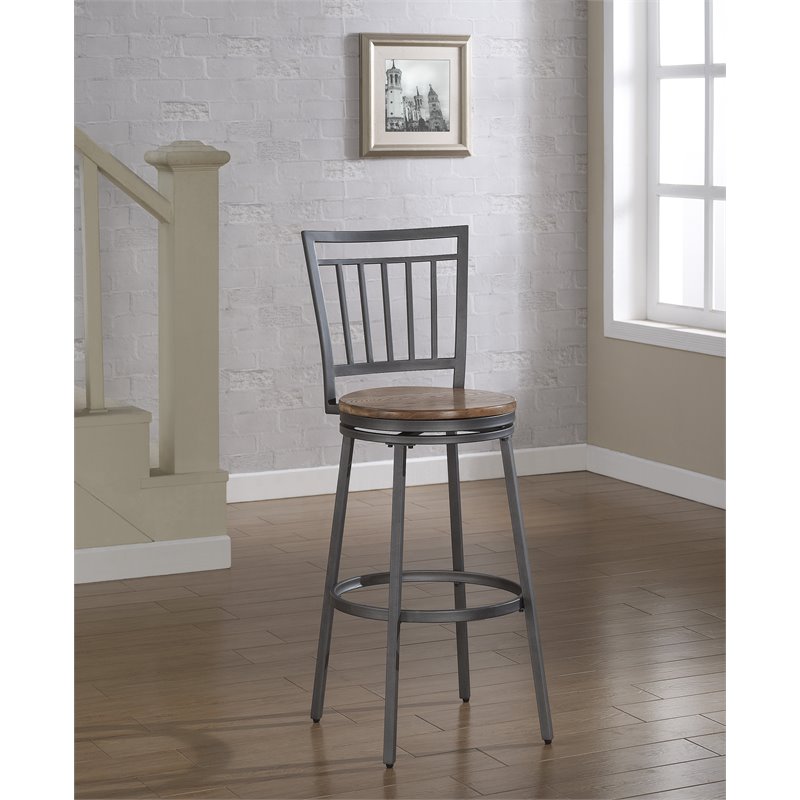 American Woodcrafters Filmore 25-inch Slate Gray Metal Swivel Counter Bar Stool