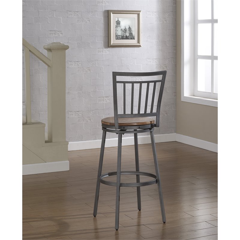 American Woodcrafters Filmore 25-inch Slate Gray Metal Swivel Counter Bar Stool