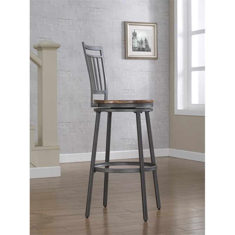 American Woodcrafters Filmore 25-inch Slate Gray Metal Swivel Counter Bar Stool
