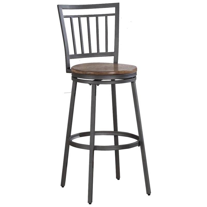 American Woodcrafters Filmore 25-inch Slate Gray Metal Swivel Counter Bar Stool