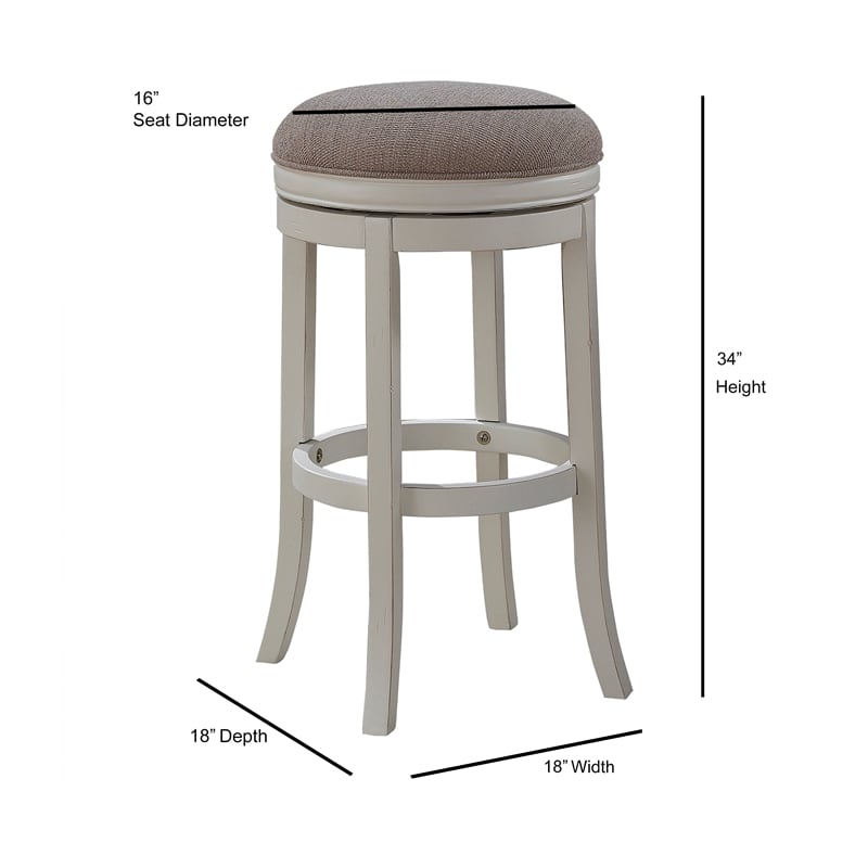American Woodcrafters Aversa 34-inch Antique White Wood Backless Tall Bar Stool