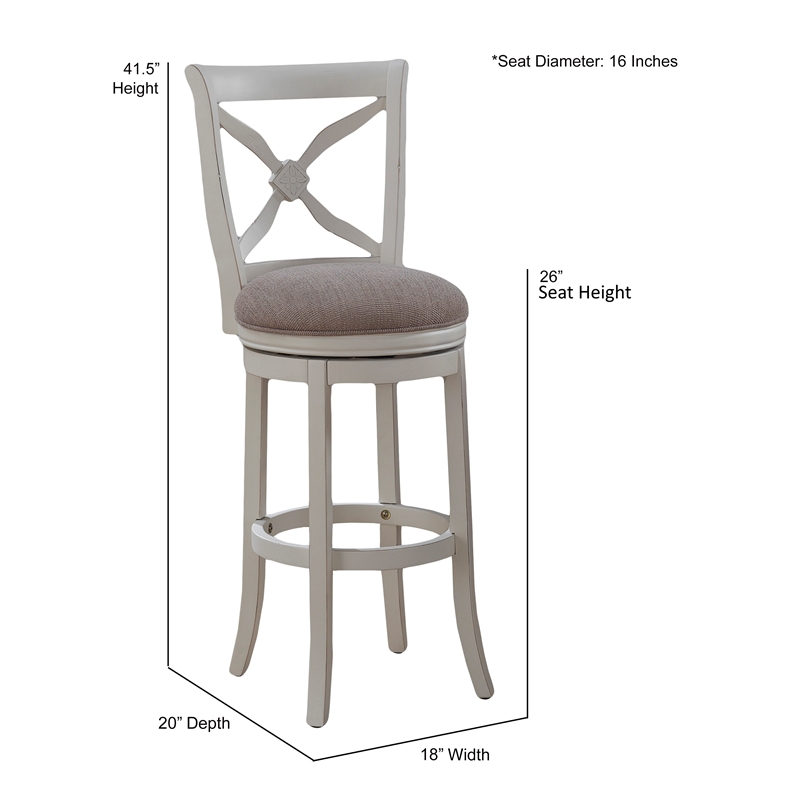 American Woodcrafters Accera 26-inch Swivel Antique White Wood Counter Bar Stool