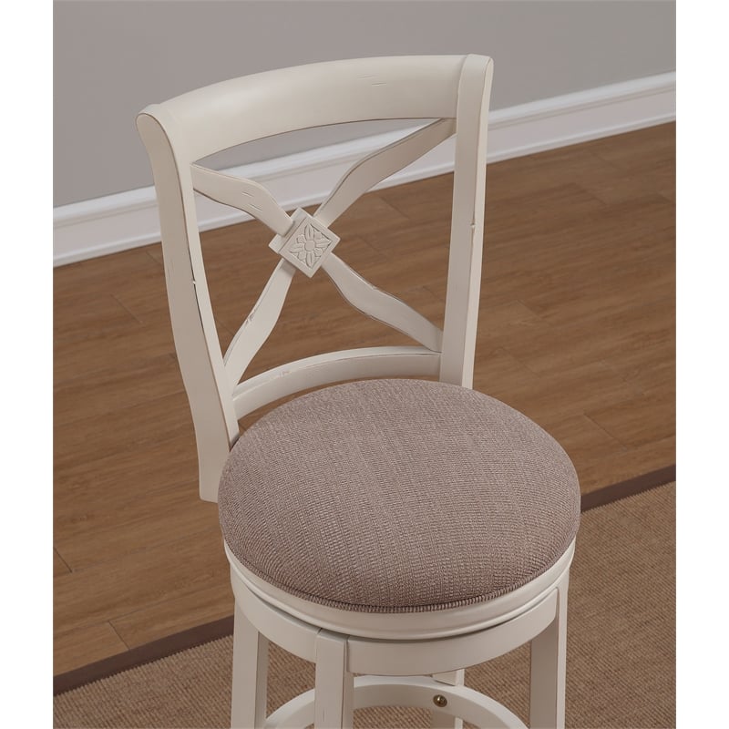 American Woodcrafters Accera 34-inch Swivel Antique White Wood Tall Bar Stool
