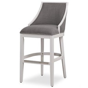 American Woodcrafters Keller 30&quot Bar Stool in White with Gray Fabric