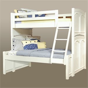 Cottage Traditions Solid Wood Twin Over Full Bunk Bed in Eggshell White