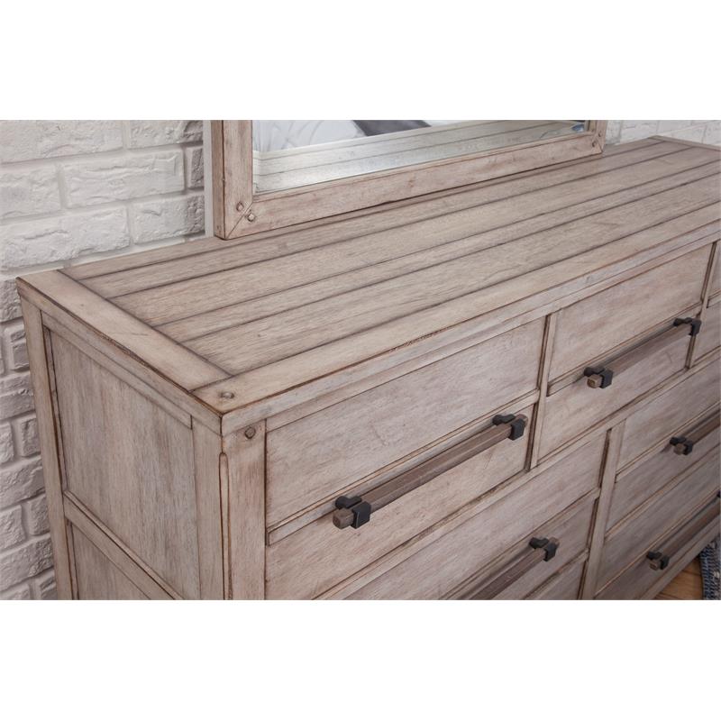 American Woodcrafters Aurora 7-Drawer White-washed Wood Dresser