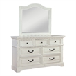 American Woodcrafters Stonebrook Antique White Wood Dresser and Mirror