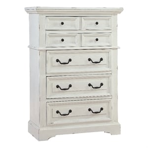 American Woodcrafters Stonebrook 5-Drawer Antique White Wood Chest