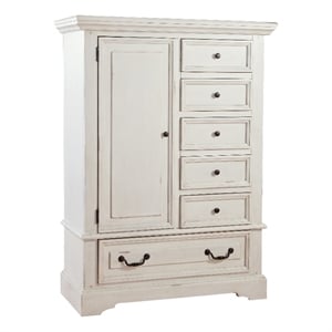 American Woodcrafters Stonebrook Antique White Wood Gentleman's Chest
