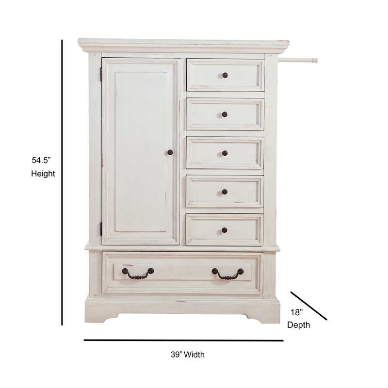 American Woodcrafters Stonebrook Antique White Wood Gentleman's Chest