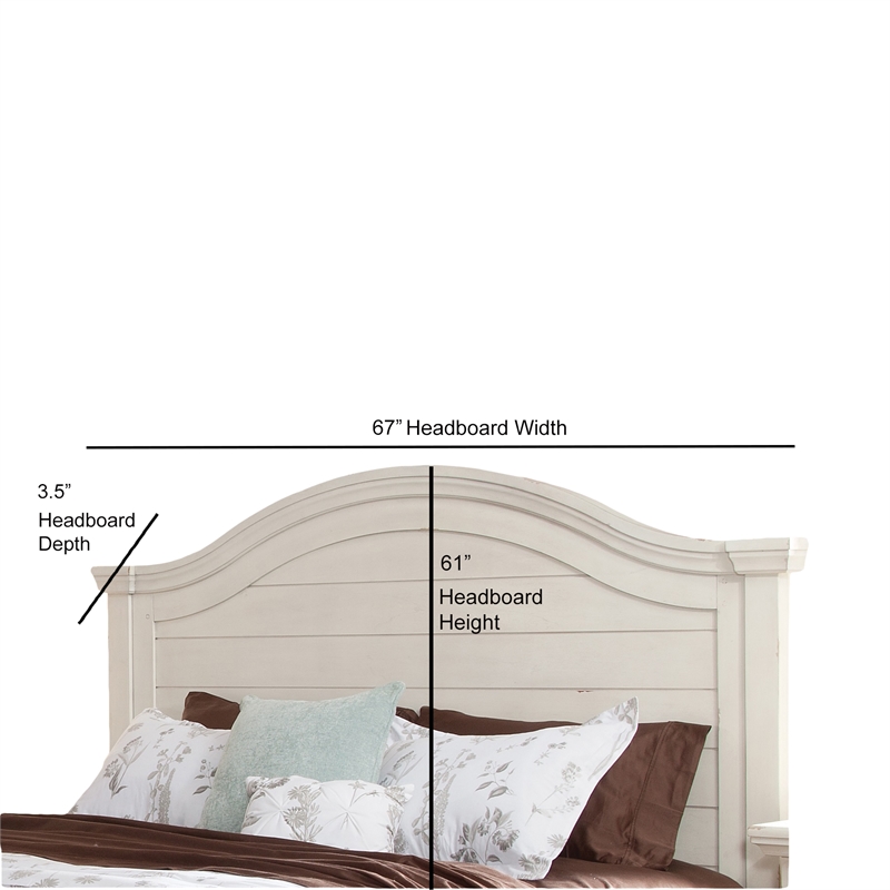 American Woodcrafters Stonebrook Antiqued White Wood Queen Panel Headboard