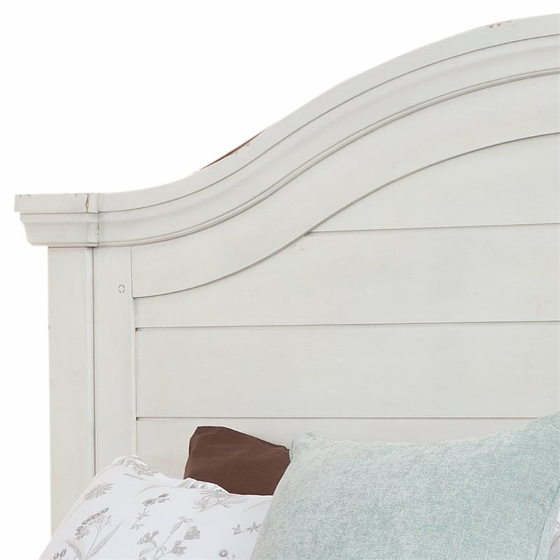 American Woodcrafters Stonebrook Antiqued White Wood King Panel Headboard