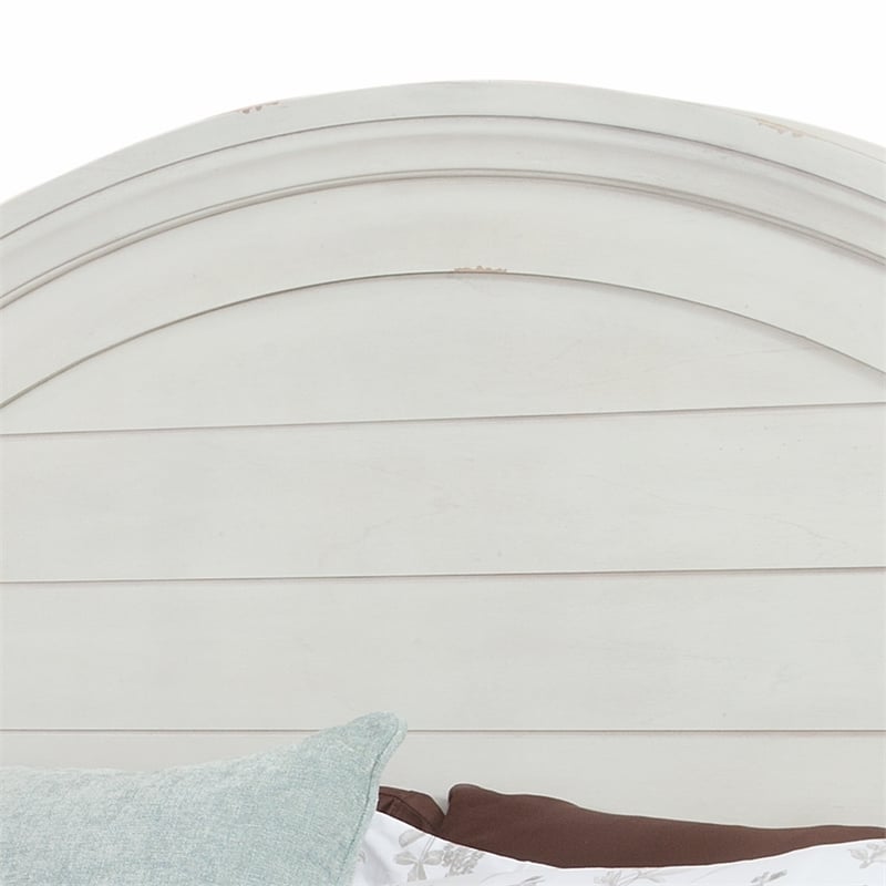 American Woodcrafters Stonebrook Antiqued White Wood King Panel Headboard