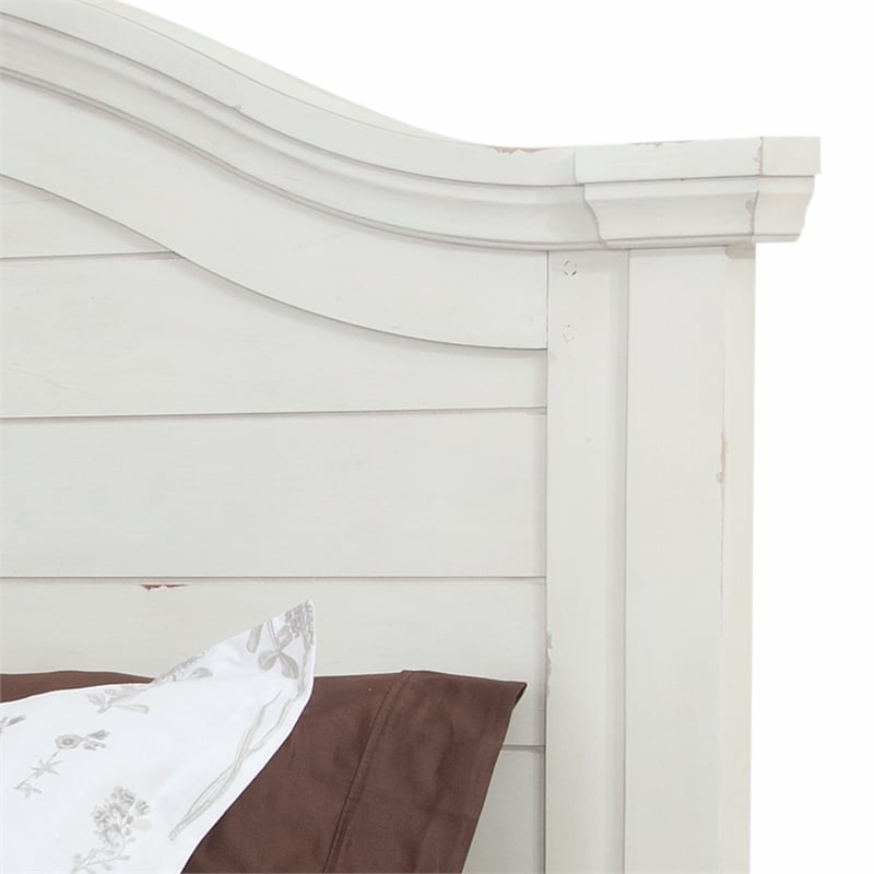 American Woodcrafters Stonebrook Antiqued White Wood King Panel Headboard