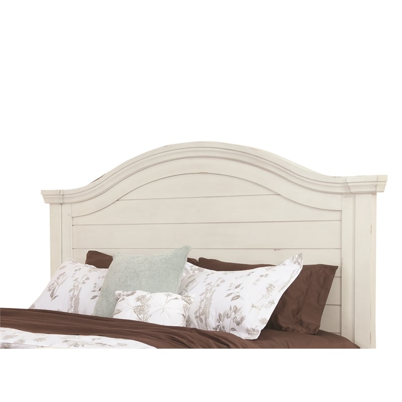 American Woodcrafters Stonebrook Antiqued White Wood King Panel Headboard