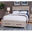 American Woodcrafters Aurora White-washed Wood King Panel Bed with Storage
